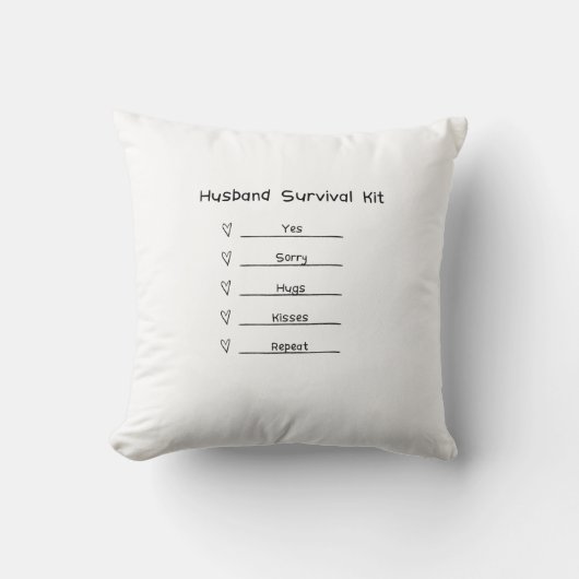 Coussin Kit de survie pour mari adorable (Recto)