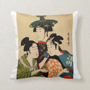 Coussin Kitagawa Utamaro - Trois Jeunes Hommes Ou Femmes