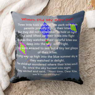 Coussin Kite Flying Nuds Poem PERSONNALISER LES NOMS 20x20