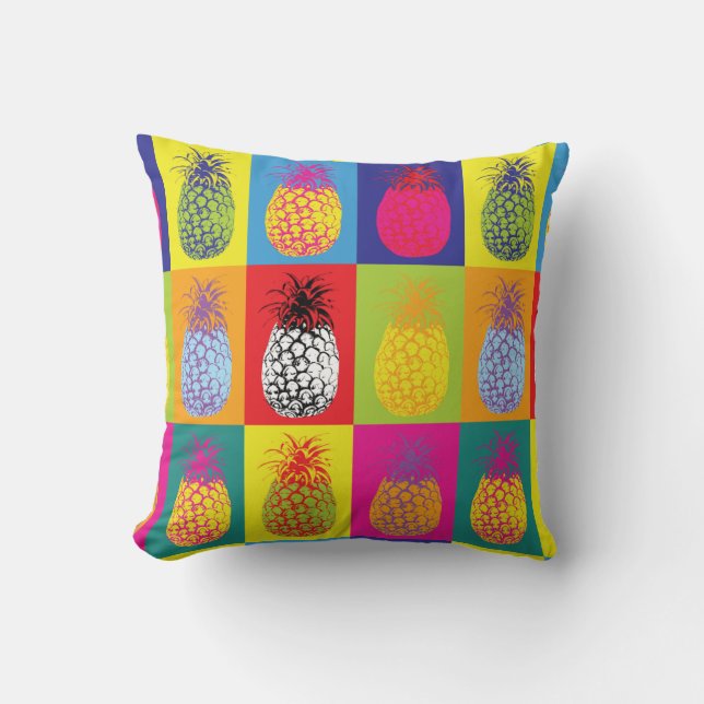 Coussin Kitsch Retro Pineappa Pop Art Gras Motif de fruits (Recto)