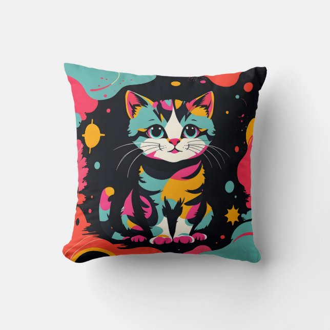 Coussin Kitten Abstrait vintage (Recto)