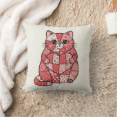 Coussin Kitten Patchwork Fantaisiste Tenant un Cœur d'Art (Couverture)