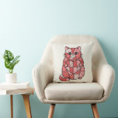 Coussin Kitten Patchwork Fantaisiste Tenant un Cœur d'Art (Chaise)