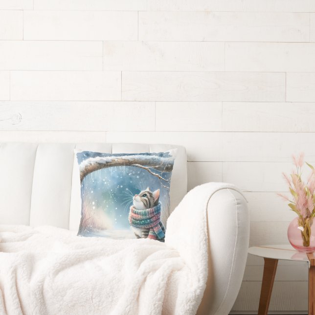 Coussin Kitten portant une écharpe d'hiver (Canapé)