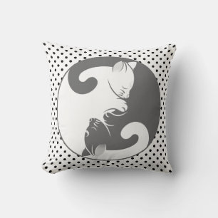 Coussin Kitty Cat Yin Yang Gris