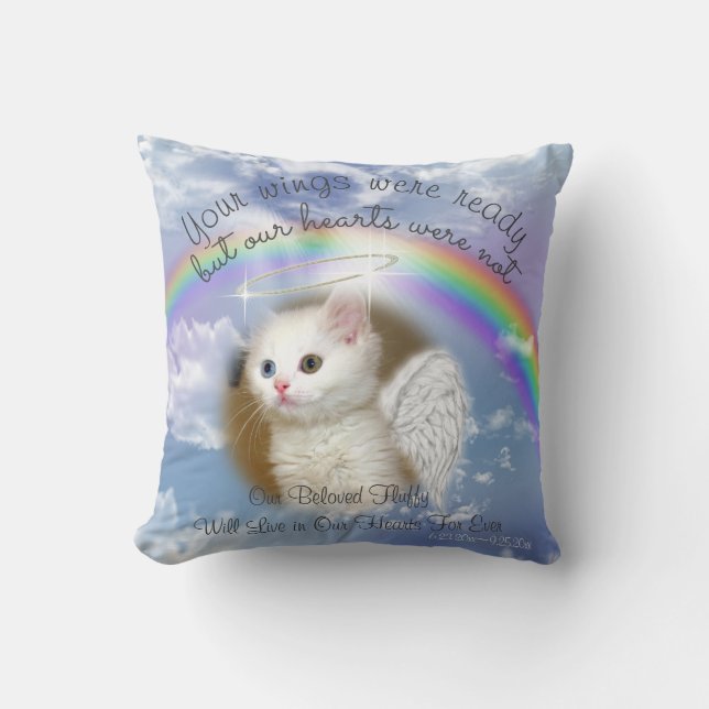 Coussin Kitty Chat - Ciel céleste avec Rainbow Pet Memoria (Recto)