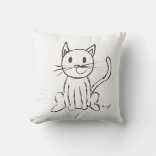 Coussin Kitty Peint - Bleu