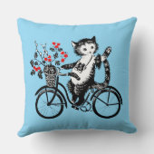 Coussin Kitty vintage À Vélo (Verso)