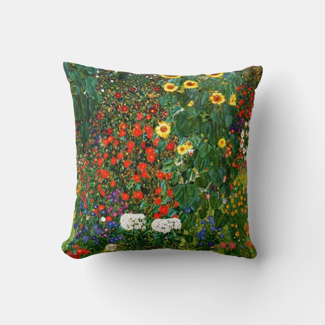Coussin Klimt - Jardin de ferme avec des tournesols, (Recto)