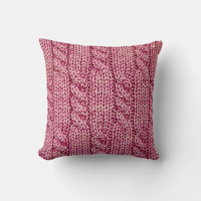 Coussin Knit câblé par fil rose (Recto)