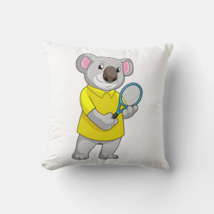 Coussin Koala à Tennis avec raquette de tennis