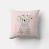 Coussin Koala Baby Animal mignonne Pink Floral Nursery (Verso)