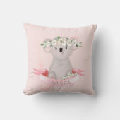 Coussin Koala Baby Animal mignonne Pink Floral Nursery (Recto)
