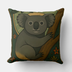 Coussin Koala ornemental en Mandala botanique