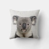 Coussin Koala sur fond de lin gris (Verso)