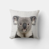 Coussin Koala sur fond de lin gris (Recto)
