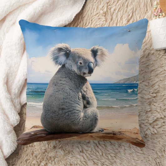 Coussin Koala sur une plage de sable (Couverture)