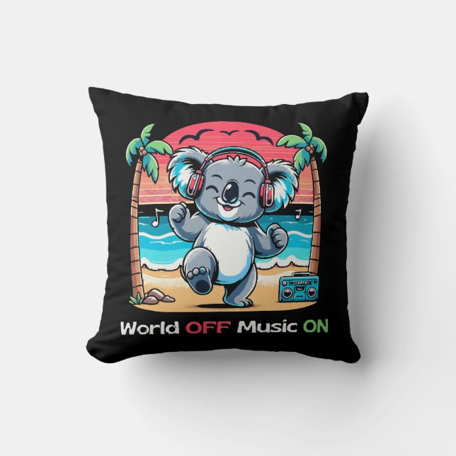 Coussin Koala vibre sur la plage (Recto)
