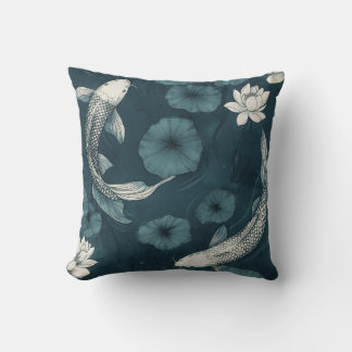 Coussin Koi Fish et Lotus Garden Jardin Jeu d'Oreiller