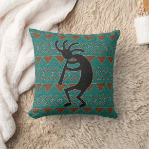 Coussin Kokopelli Sud-Ouest Turquoise Décoratif
