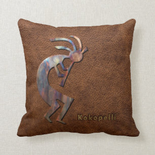 Coussin Kokopelli sur le cuir de relief