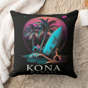 Coussin Kona Hawaï Planche de Surf Hawaïenne Vintage