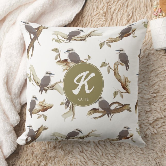 Coussin Kookaburra Australian Eucalyptus Monogramme riant (Couverture)
