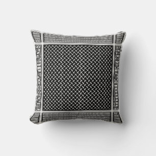 Coussin Koufiya palestinien Tapisserie noire Keffiyeh