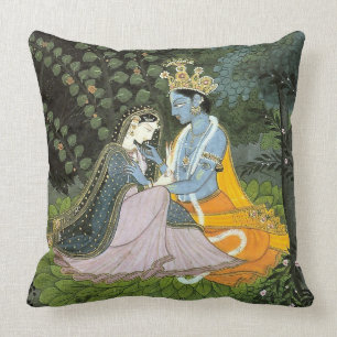 Coussin Krishna et carreau coloré de Radha