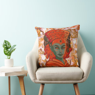 Coussin Kumari, visage de femme
