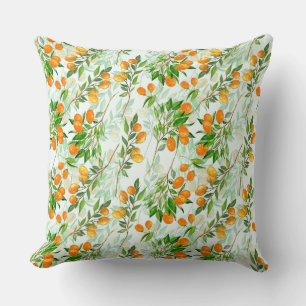 Coussin Kumquat Tropical Summer Fruit Motif sur Mint