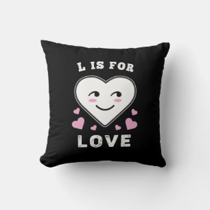 Coussin L est pour l'amour Anniversaire Saint-Valentin Je 