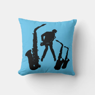 Coussin L Jazzman Black Saxophonist 2 Sax Jazz Blue Coussi