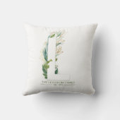 Coussin L Monogramme Élégant Or Feuillage Famille Nom (Verso)