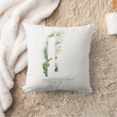 Coussin L Monogramme Élégant Or Feuillage Nom de Famille (Couverture)