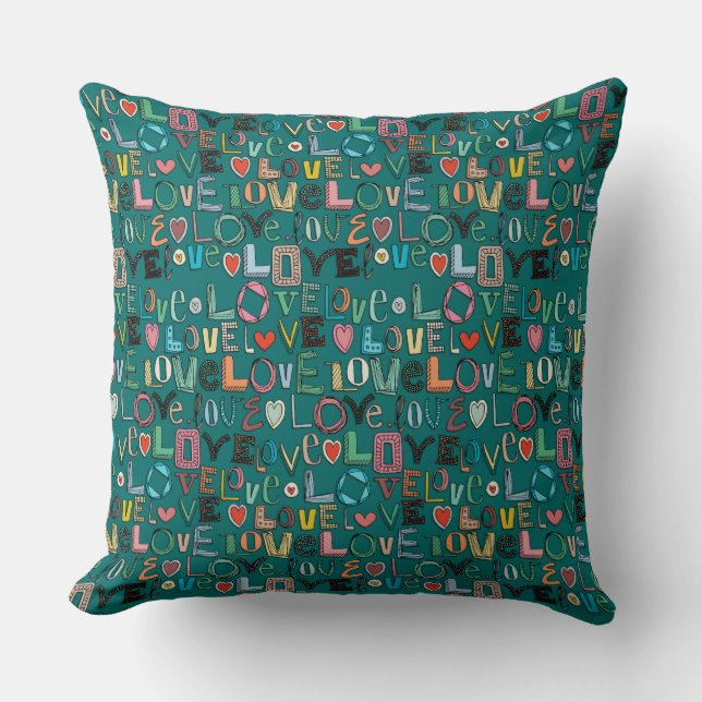 Coussin l o v e LOVE TURQUOISE (Recto)