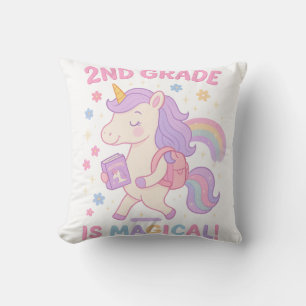 Coussin La 2ème année est Magique Unicorne Retour à l'écol