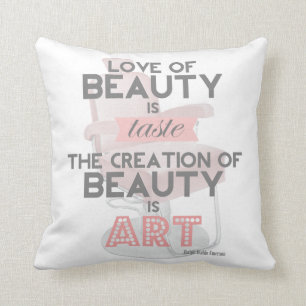 Coussin La beauté est l'art Cosmetologue Vintage Throw Pi
