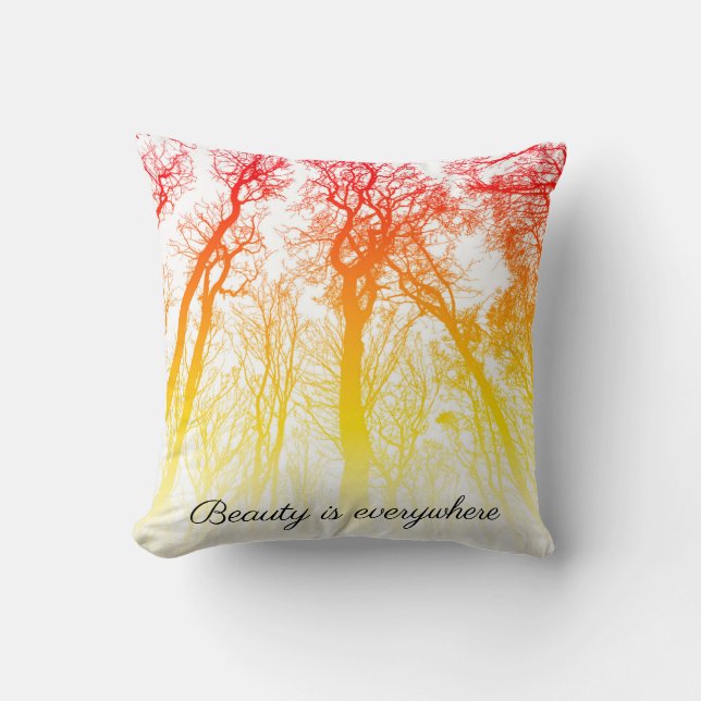 Coussin La beauté est partout soleil couchant ombre arbres (Recto)