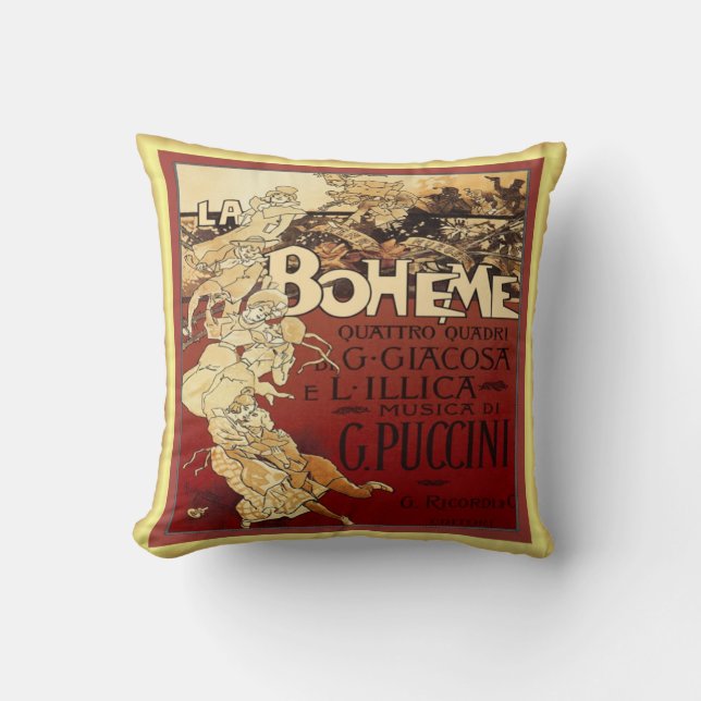 Coussin La Boheme ~ Opéra Puccini ~ Paris Bohemian Life ~  (Recto)