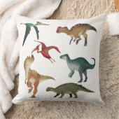 Coussin La bonne aquarelle de Dinosaur Jurassique blanc bl (Couverture)