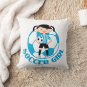 Coussin La boule de la fille 2 du football bleue et le (Couverture)