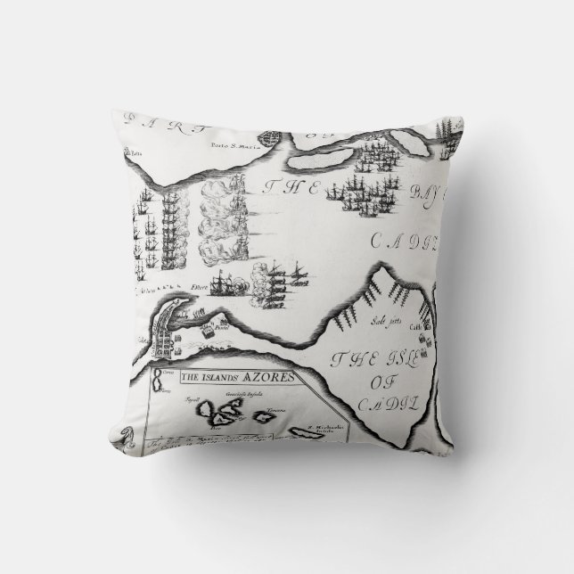 Coussin La capture de Cádiz en 1596 (gravure) (Recto)