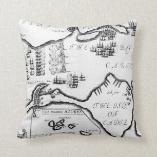 Coussin La capture de Cádiz en 1596 (gravure)