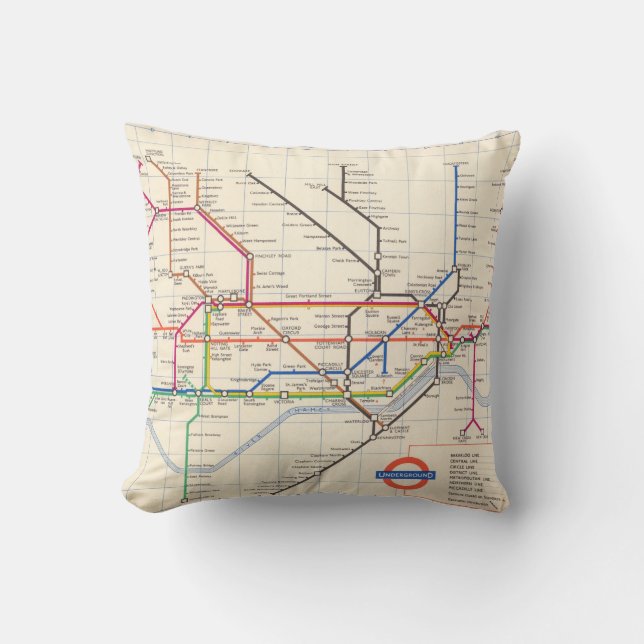 Coussin La carte souterraine de Londres (Recto)