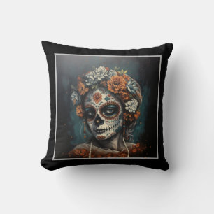 Coussin La Catrina Esprit Éternel Dia de los Muertos