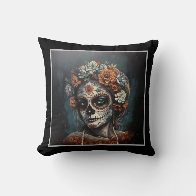 Coussin La Catrina Esprit Éternel Dia de los Muertos (Recto)