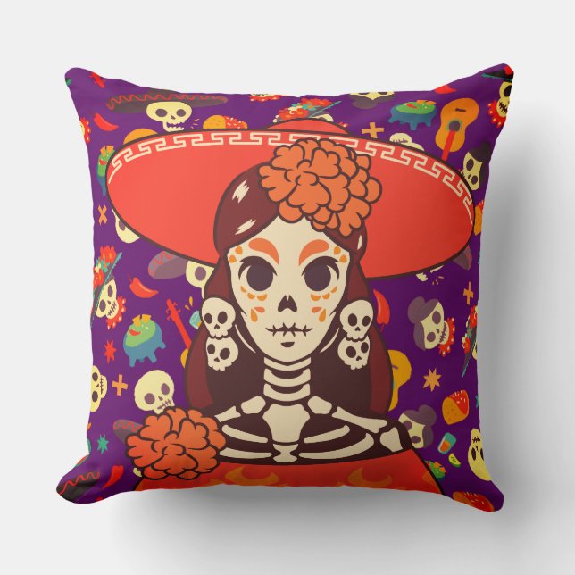Coussin La Catrina vibrante (Recto)