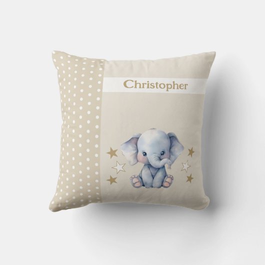 Coussin La chambre de l'enfant ajouter le nom joli éléphan (Verso)