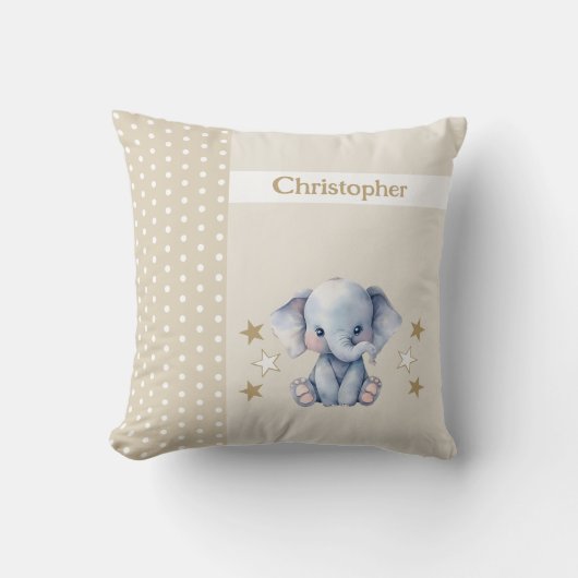 Coussin La chambre de l'enfant ajouter le nom joli éléphan (Recto)